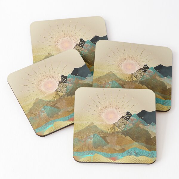 Item preview, Gold Aqua Metallic Mountain Vista Landscape designed and sold by IZiets.