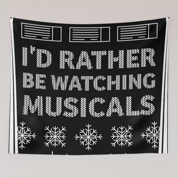Item preview, I'd Rather Be Watching Musicals - Christmas Jumper (Black) designed and sold by FranDraws.