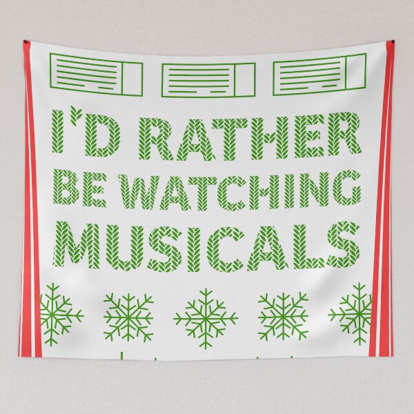 Item preview, I'd Rather Be Watching Musicals - Christmas Jumper (Red and Green) designed and sold by FranDraws.