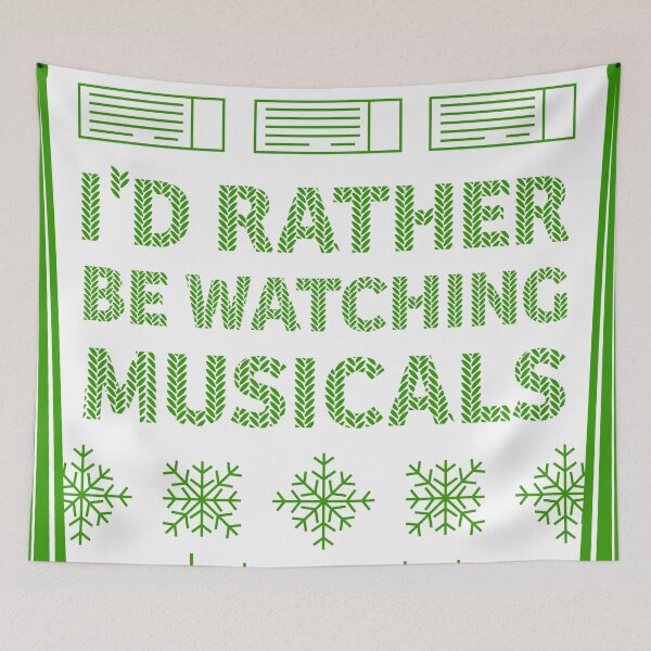 Item preview, I'd Rather Be Watching Musicals - Christmas Jumper (Green) designed and sold by FranDraws.