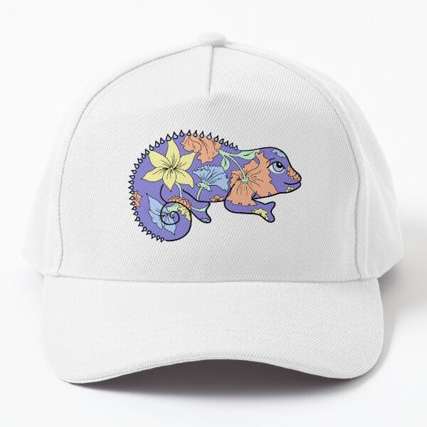 purple flower chameleon Baseball Cap