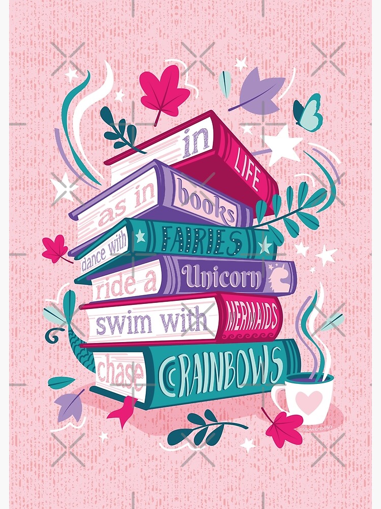 motivational　in　pink　ride　dance　pink　Greeting　for　In　Card　unicorn,　teal　mermaids,　Sale　life　fuchsia　as　a　with　background　books　//　and　with　fairies,　pastel　swim　violet　chase　rainbows　quote　books