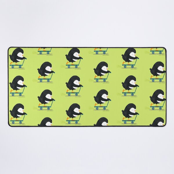 Penguin on Scooter Desk Mat
