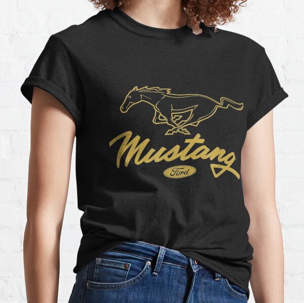 Ford Mustang Poney Script Logo T-shirt classique