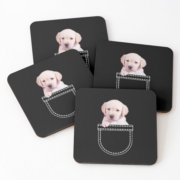 Item preview, Puppy in a pocket. Golden labrador puppy in a pocket. Funny, cute photo and line drawing pocket designed and sold by JellyBeenzz.