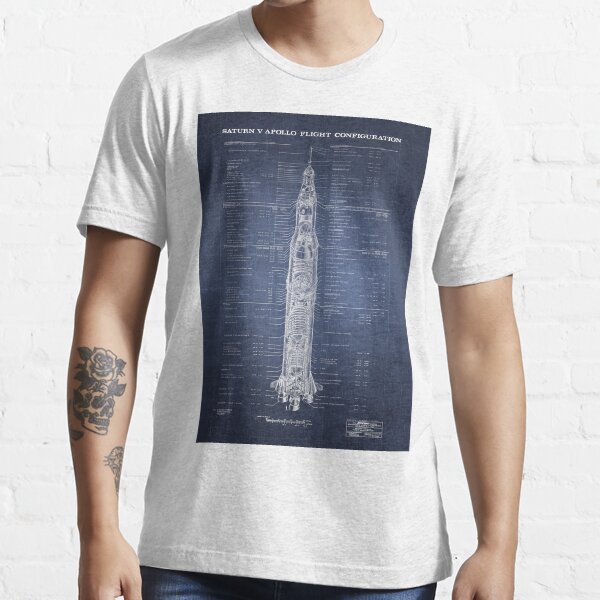 "Apollo Saturn V Blueprint in High Resolution (dark blue)" Tshirt for