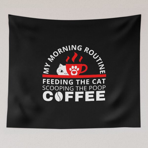 Item preview, Morning routine: feeding the cat, scooping the poop, coffee designed and sold by forthecatssake.