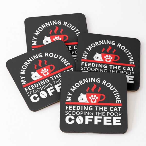 Item preview, Morning routine: feeding the cat, scooping the poop, coffee designed and sold by forthecatssake.