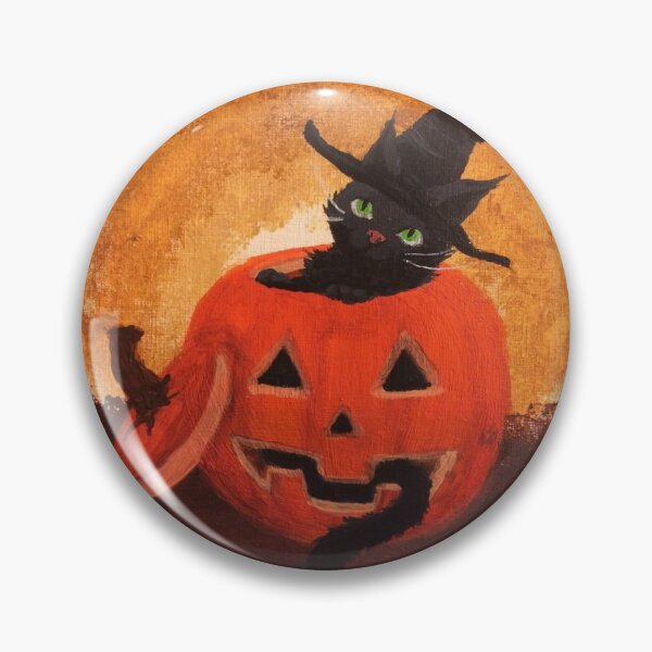 Halloween Cat Painting Pin