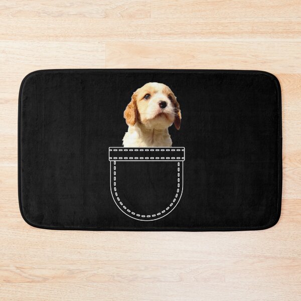 Item preview, Puppy in a pocket. Blenheim Cavoodle / Cavapoo puppy in a pocket. Funny, cute photo and line drawing pocket designed and sold by JellyBeenzz.