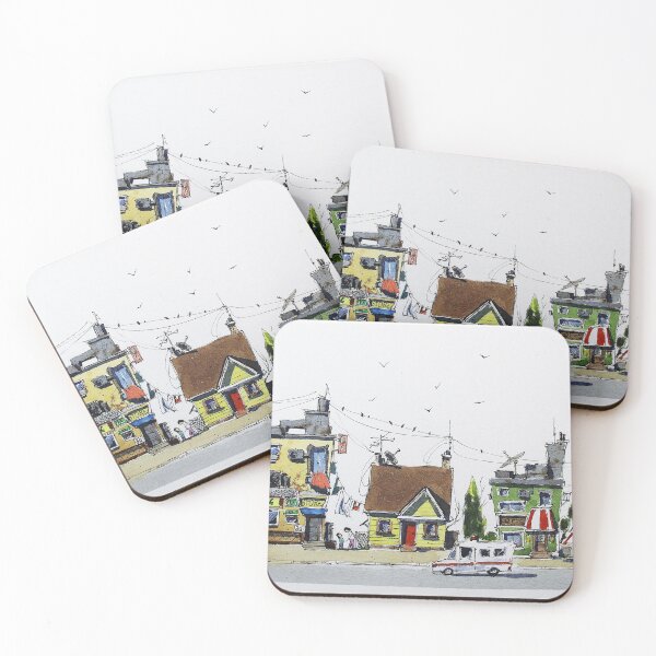 Item preview, Street scene line and wash watercolor by Nil Rocha art designed and sold by NilRochaArt.
