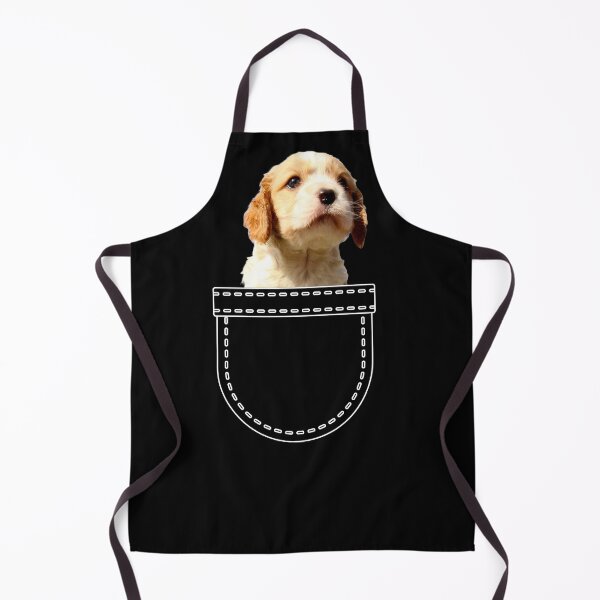 Item preview, Puppy in a pocket. Blenheim Cavoodle / Cavapoo puppy in a pocket. Funny, cute photo and line drawing pocket designed and sold by JellyBeenzz.
