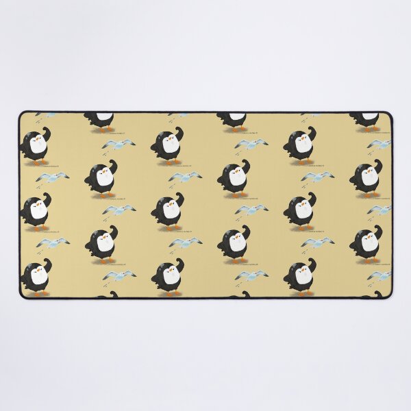 Grumpy Penguin and the Seagull Desk Mat