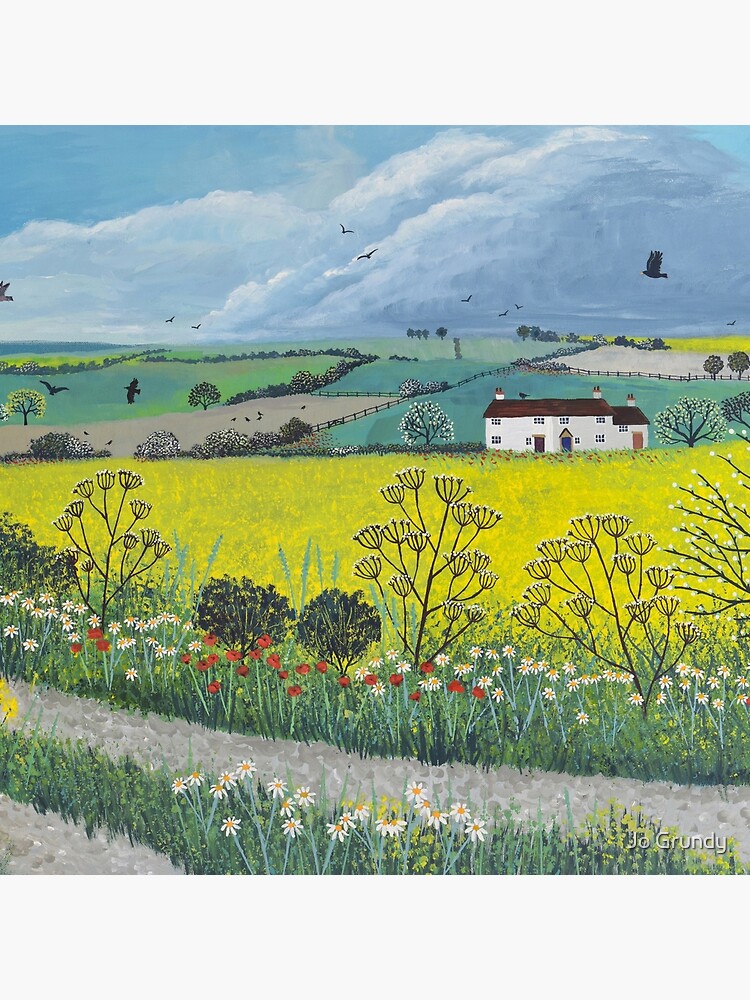 Thumbnail 4 of 4, Pillow, Canola Fields designed and sold by Jogrundyart.