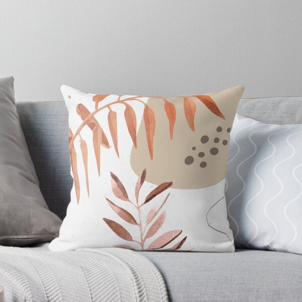Item preview, Minimalist Twig of Eucalyptus Branch Abstract Watercolor Tropical Boho Minimalist geometry Art with warm earthy tones pastel colors solid soft gradient shapes orange sun II designed and sold by AbstractTrace.
