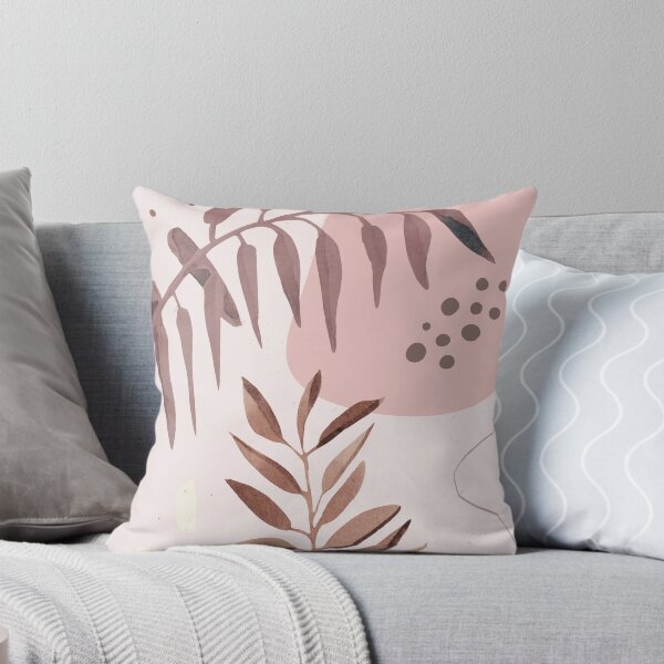 Artikelvorschau, Minimalistischer Zweig des Eukalyptuszweiges Abstraktes Aquarell Tropical Boho Minimalistische Geometrie Kunst mit warmen Erdtönen Pastellfarben feste weiche Farbverlaufsformen orange Sonne III entworfen und verkauft von AbstractTrace.