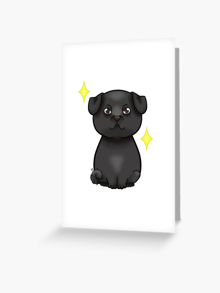Tarjetas de felicitación con la obra «Pug Carlino negro» de