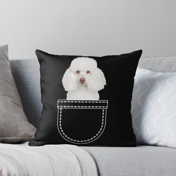 Item preview, Puppy in a pocket. White poodle puppy in a pocket. Funny, cute photo and line drawing pocket designed and sold by JellyBeenzz.