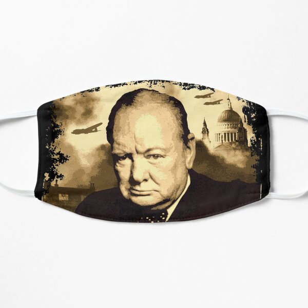 "Never, Never, Never, Give Up" Winston Churchill. Flat Mask