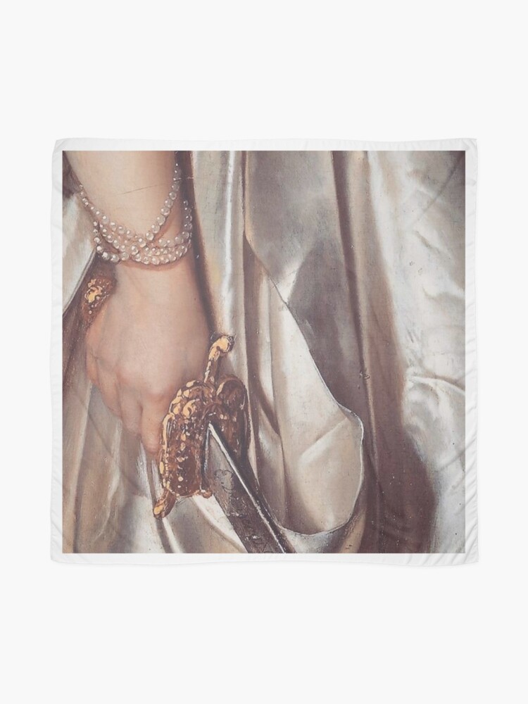 Thumbnail 2 of 3, Scarf, Woman with Sword Renaissance Painting designed and sold by Bellathewilde.