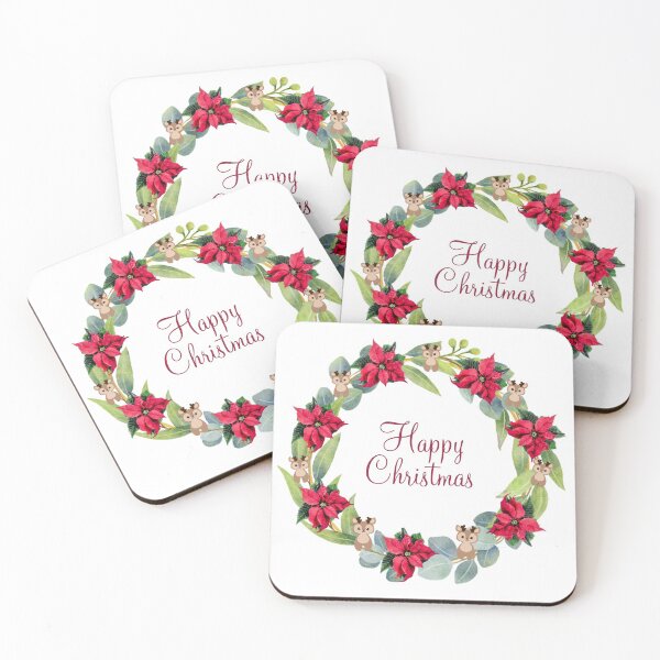 Item preview, Happy Christmas Reindeer and Poinsettia Garland designed and sold by OByD.