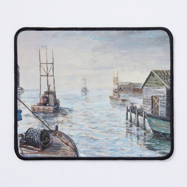 Item preview, Heading Out - Pacific Ocean Fishing Harbor Painting designed and sold by WilliamJGarrett.