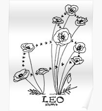 Floral Constellation - Leo Poster