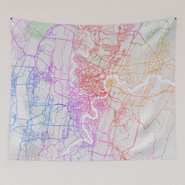 Item preview, Chongqing City Map of Sichuan, China - Colorful designed and sold by deMAP.