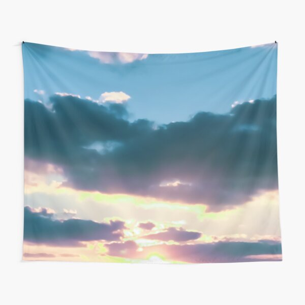 Sunrise Turquoise and Pink Cloudy Sky Calm View Close To Nature Tapestry