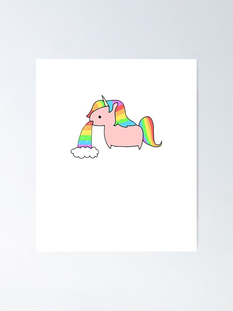 Alternate view of Cute Rainbow Unicorn Throwing Up A Rainbow Poster