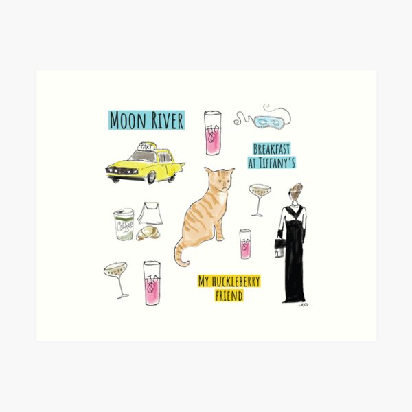 Item preview, Breakfast at Tiffany's Moon River Hand Drawn Illustrations designed and sold by MaryKunzGoldman.