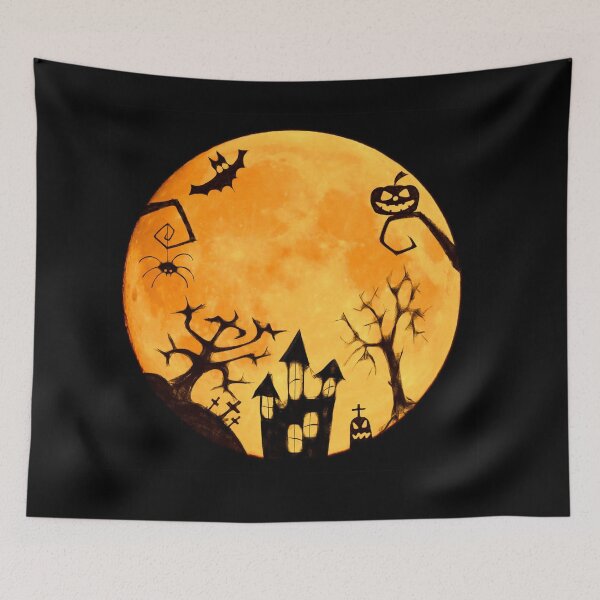 Item preview,  Halloween castle on the background of the moon designed and sold by LenNo9881.
