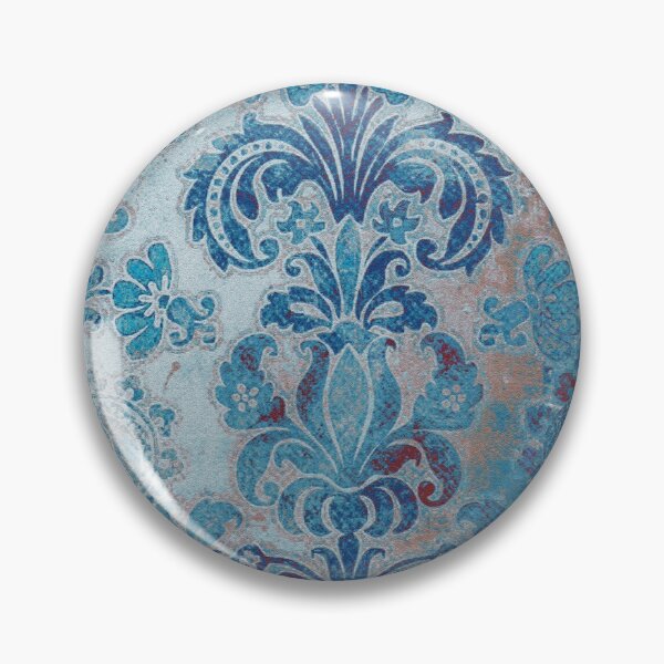 Item preview, Grunge damask DENIM blue burgundy red peach blush pink cobalt designed and sold by Delinda Graphic Studio.
