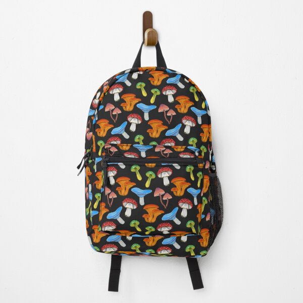 Item preview, Colorful Mushroom Pattern Cottagecore Aesthetic - Black designed and sold by Kraina.