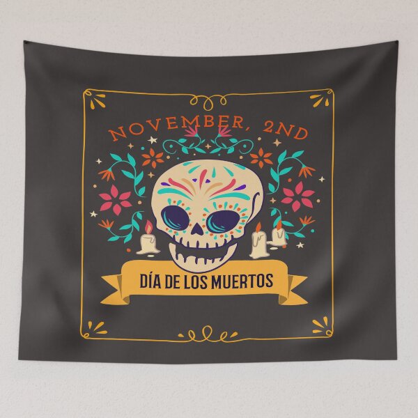 Item preview, Dia De Los Muertos Cempasuchil Flowers Day of The Dead Skull designed and sold by LMcDs.