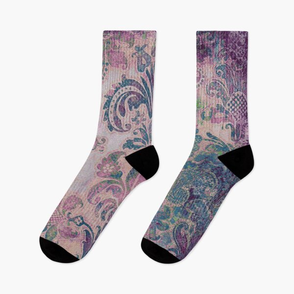 Item preview, Grunge damask PLUM purple blush pink blue green designed and sold by Delinda Graphic Studio.