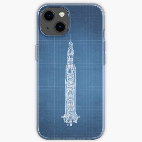 Apollo Saturn V Blueprint in High Resolution (light blue) iPhone Soft Case