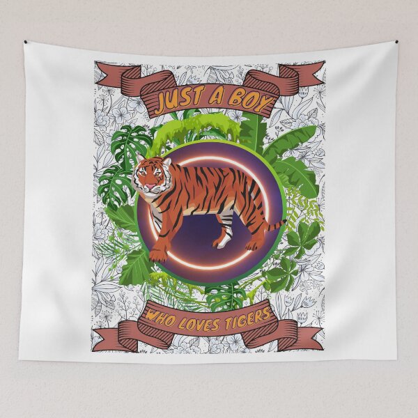 Item preview, Just a boy who loves tigers - Colorful compositions, art and animals, funny drawings designed and sold by AdvanceDesign.