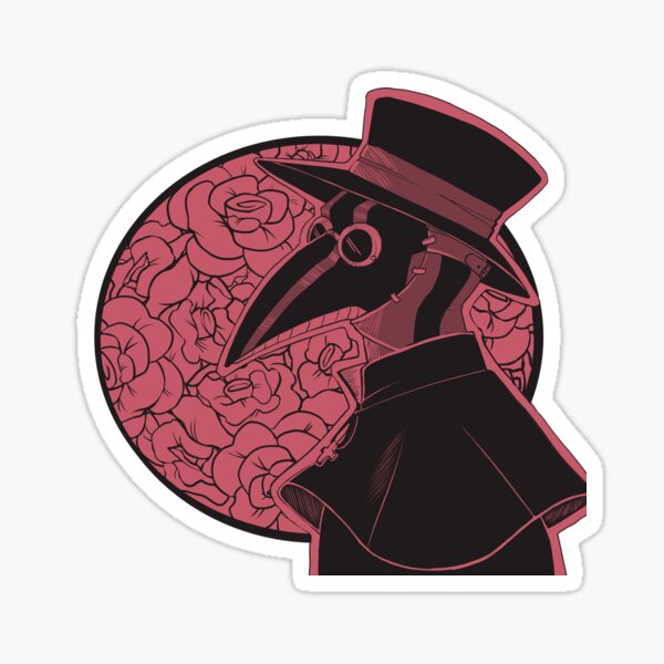 Plague Doctor with Roses Sticker