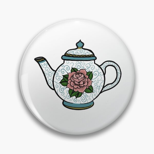 Item preview, Rose teapot - traditional  tattoo designed and sold by morganbethdraws.