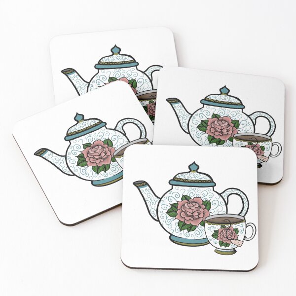 Item preview, Rose teapot And tea cup - traditional  tattoo designed and sold by morganbethdraws.