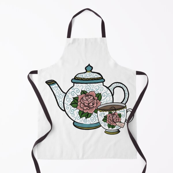 Item preview, Rose teapot And tea cup - traditional tattoo designed and sold by morganbethdraws.