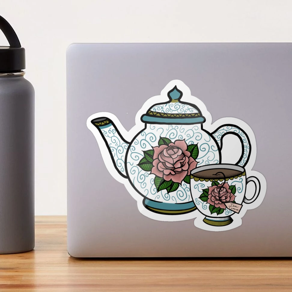 Teapot Tattoo with Floral Design