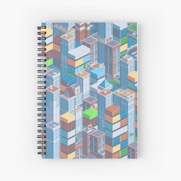 Pixel City Colour Spiral Notebook