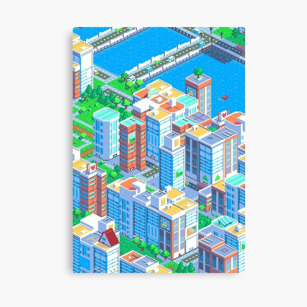 Pixel City River Canvas Print