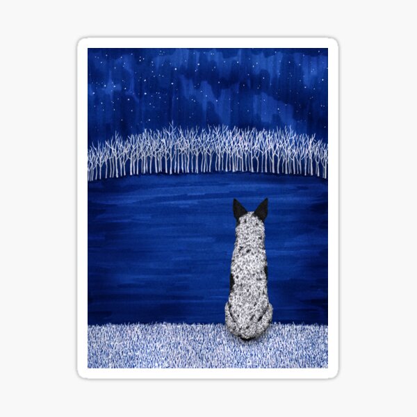 Australian Cattle Dog, Blue Heeler (Blue Forest, Starry Sky), by Artwork by AK Sticker