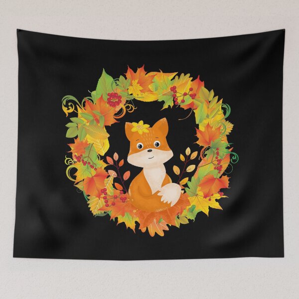 Item preview, Cute Autumn Fox With Leaves and Berries designed and sold by thecooltable.