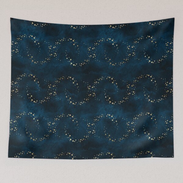 Item preview, Gold stars swirl on a velvety blue background designed and sold by AnnieHochmann.