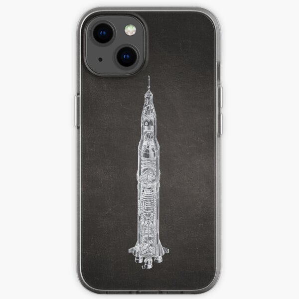 Apollo Saturn V Blueprint in High Resolution (black) iPhone Soft Case