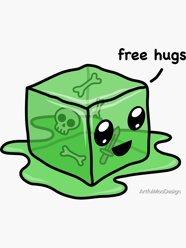 "Kawaii Gelatinous Cube" Sticker by ArtfulMooDesign Redbubble